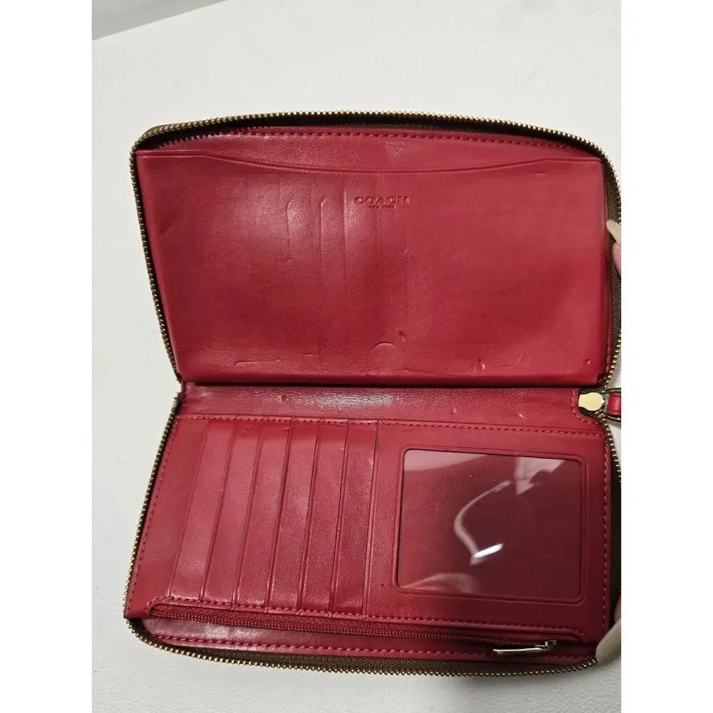 COACH LARGE PHONE WALLET SIGNATURE CANVAS WITH CRAYON ❤HEART 91578 - Picture 7 of 11